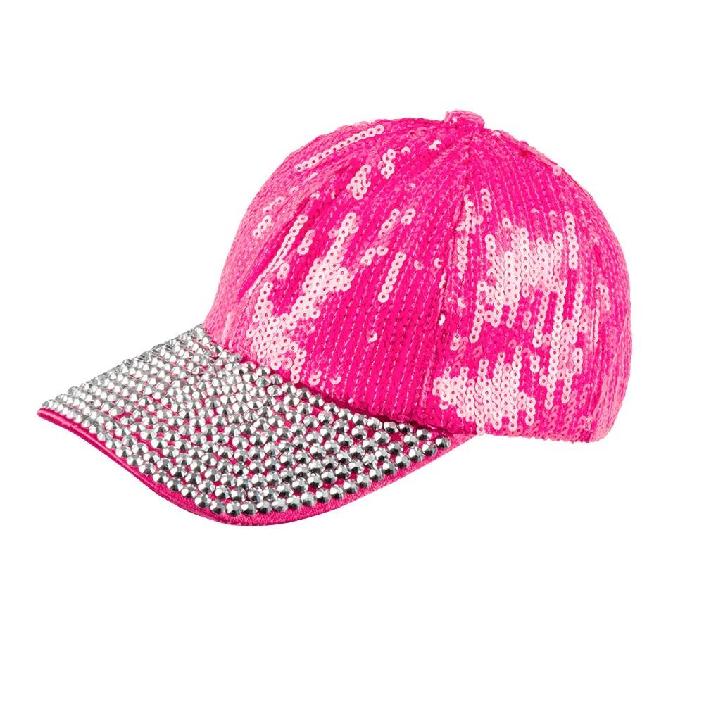 Paljettcaps med bling - Rosa