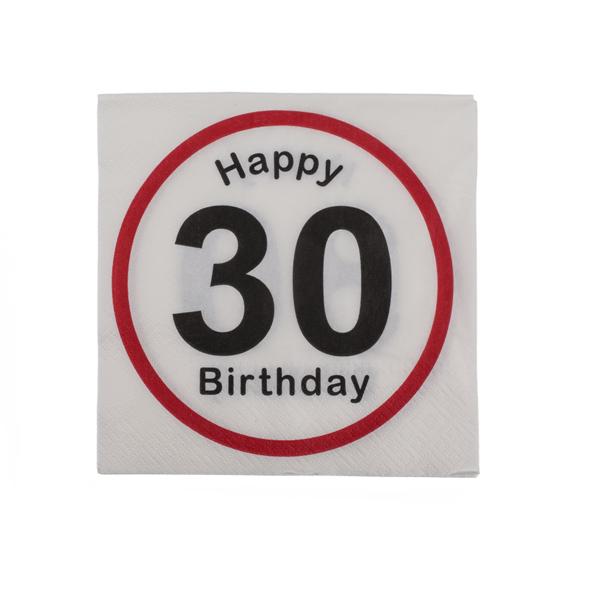 Servietter 30 år bursdag - 20 stk