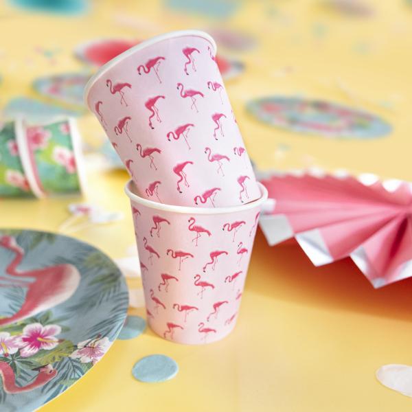 Pappkopper, flamingo paradise – 8 stk