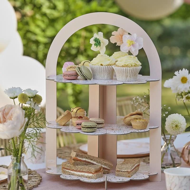 Snacks stativ 3 etasjer - Blomster