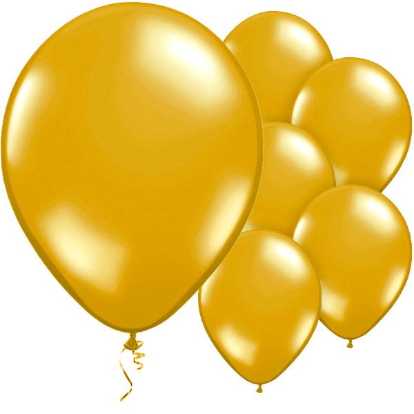 Ballonger metallic, gull - 10 stk