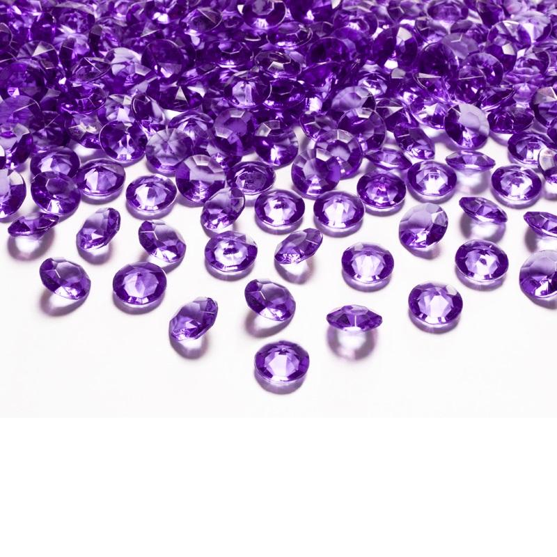 Konfetti diamanter, mørk lilla 12mm - 100 stk