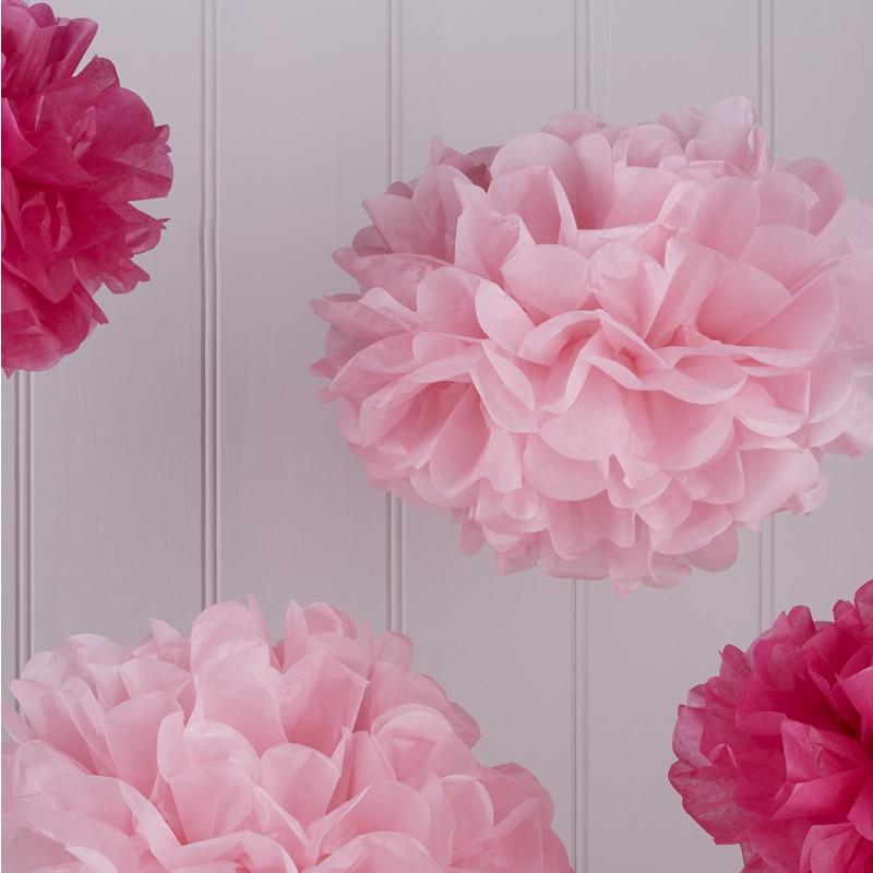 Pompoms rosa miks – 5 stk