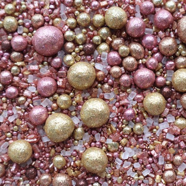 Kakestrøssel, miks - Gull og rosegull med glitter