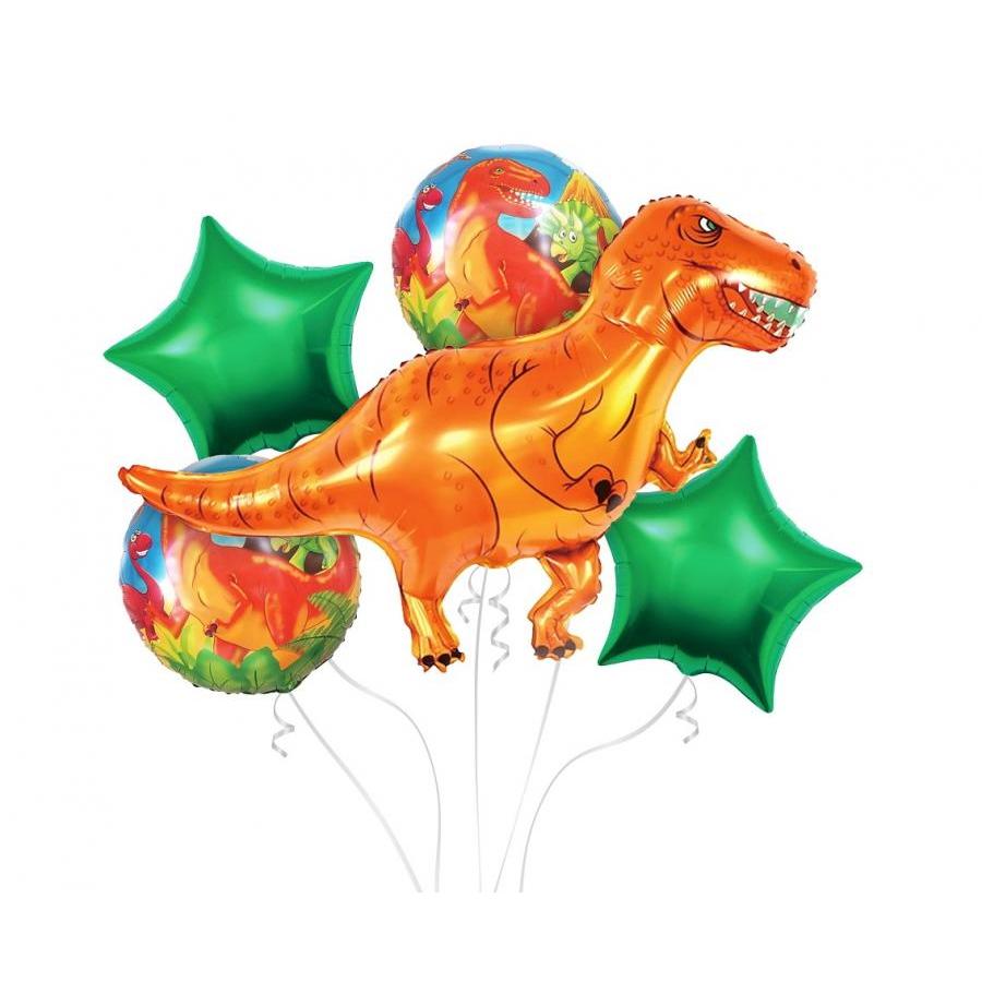 Ballongbukett, dinosaur - 5 folieballonger