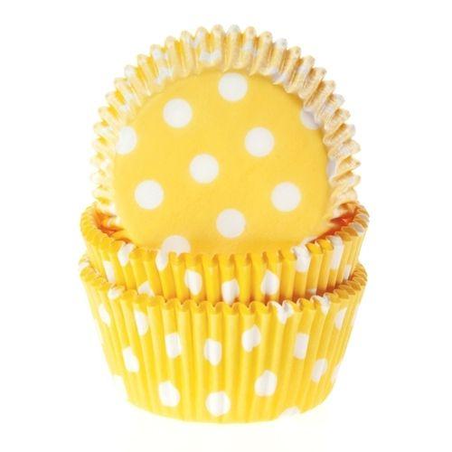 Cupcakeformer, prikkete gul - 50 stk
