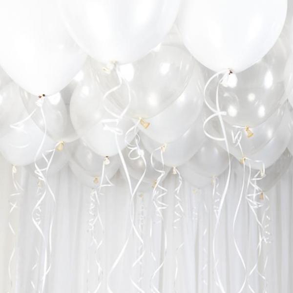 Ballonghimmel gjør det selv, hvit - 30 ballonger