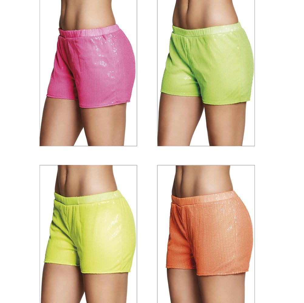 Paljettshorts UV neon