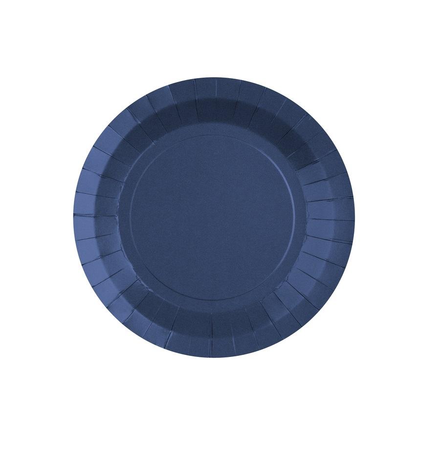 Papptallerkener 22 cm, mørk blå - 10 stk