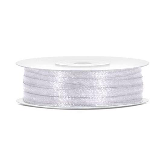 Silkebånd 3mm, hvit – 50 m