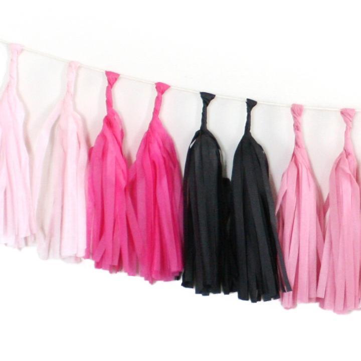Girlander tassel - Rosa og svart