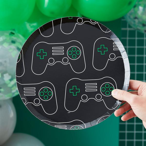 Papptallerkener, gaming - 8 stk