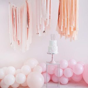 Dekorpakke, frynsegirlander - rosa, rosegull og fersken