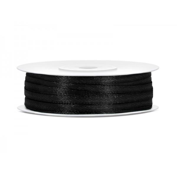 Silkebånd 3mm, svart – 50 m