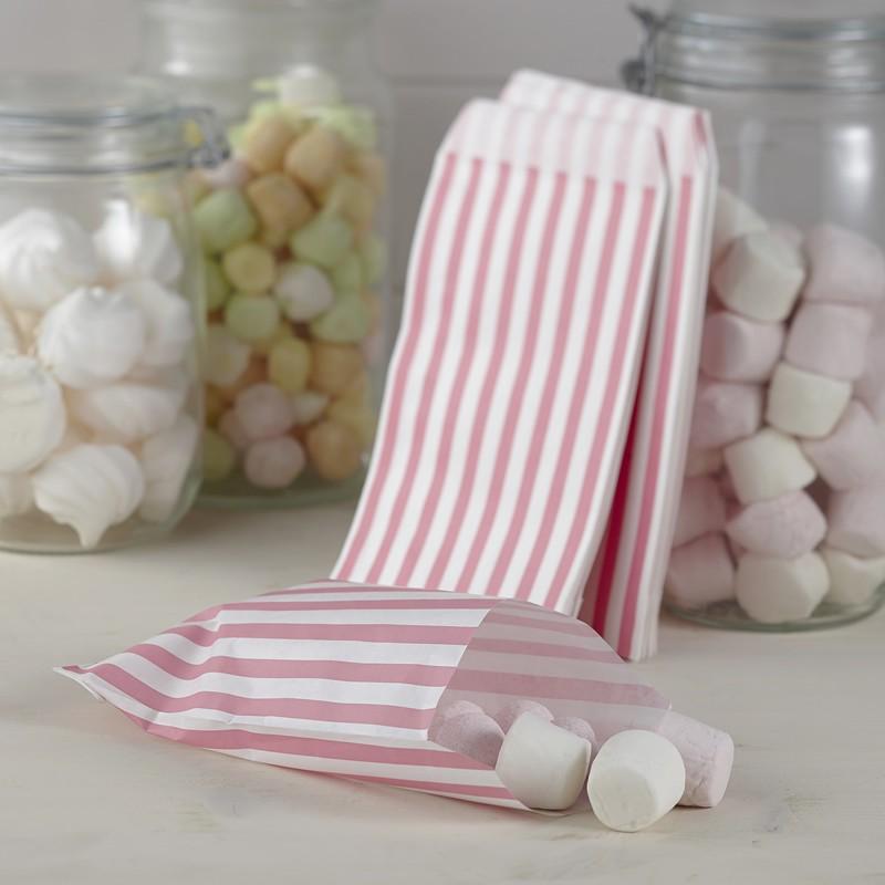 Snacksposer, rosa striper - 50 stk