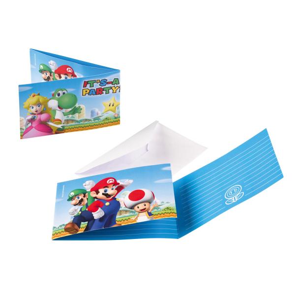 Invitasjoner bursdag, Super Mario - 8 stk