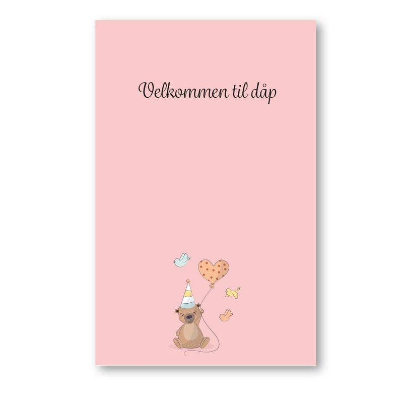 Bordkort, velkommen til dåp, rosa - 20 stk