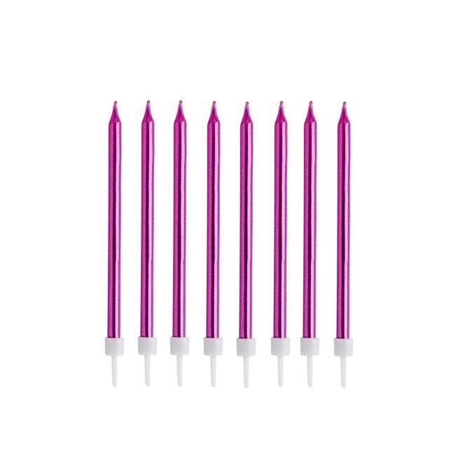 Kakelys, mørk rosa - 12 stk