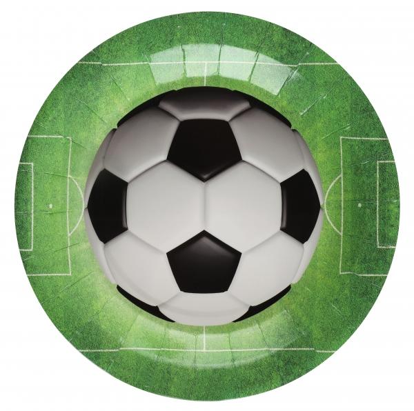 Papptallerkener, fotball på gress - 10 stk