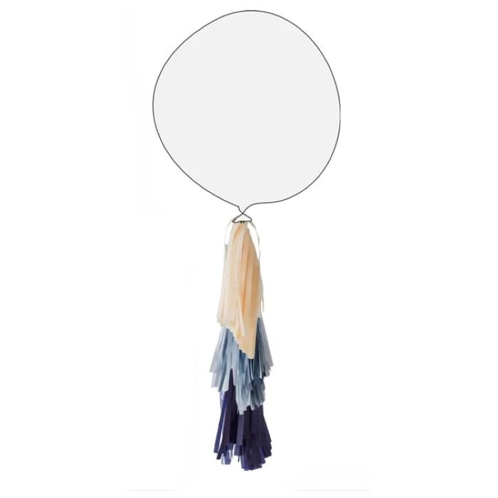 Ballonghale tassels, 35 cm - Blå, grå og fersken