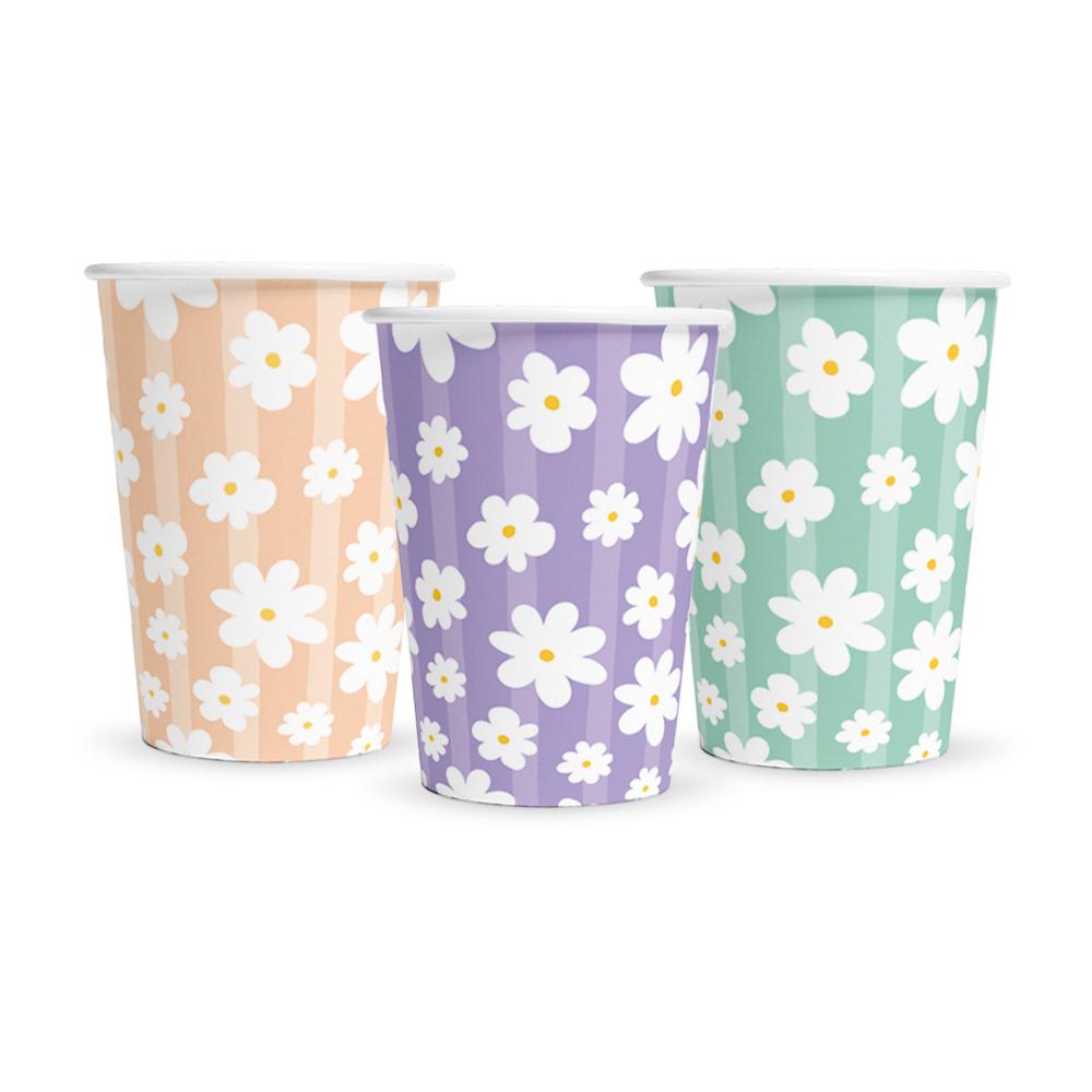 Pappkopper, pastell blomst - 8 stk