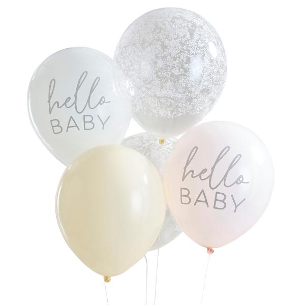 Ballonger, floral baby – 5 stk