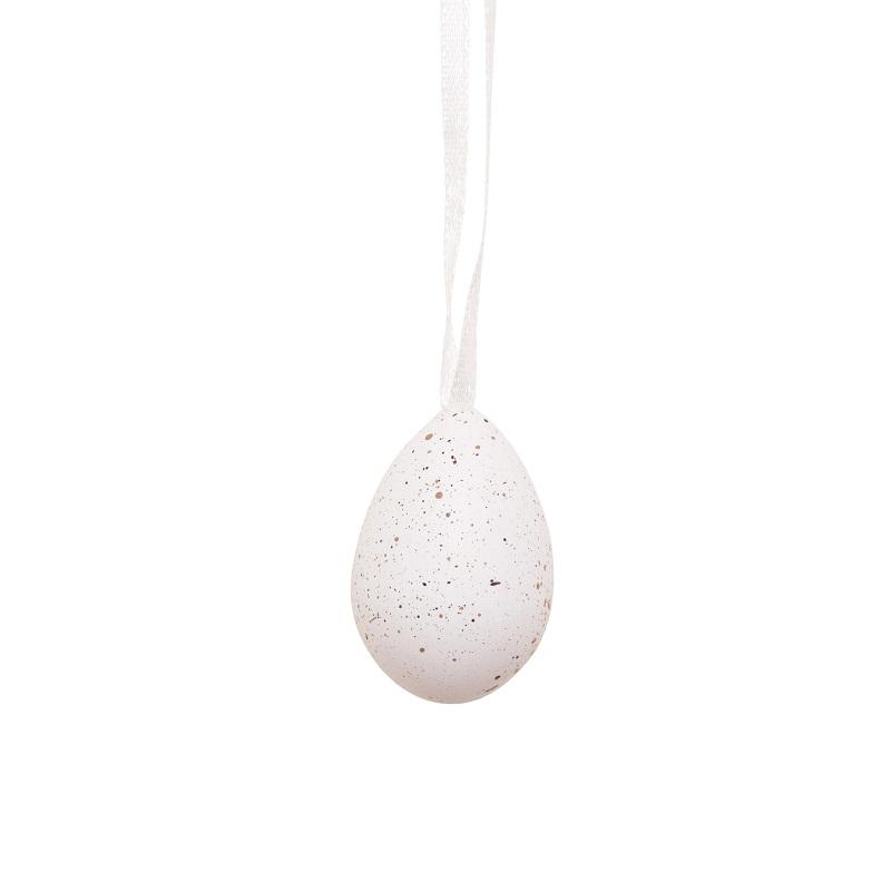 Påskepynt, hengende miniegg, hvit - 6 stk