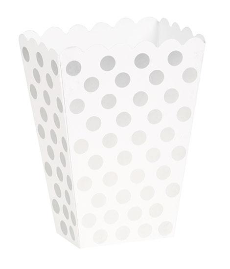 Snacksbokser polkadot sølv – 8 stk