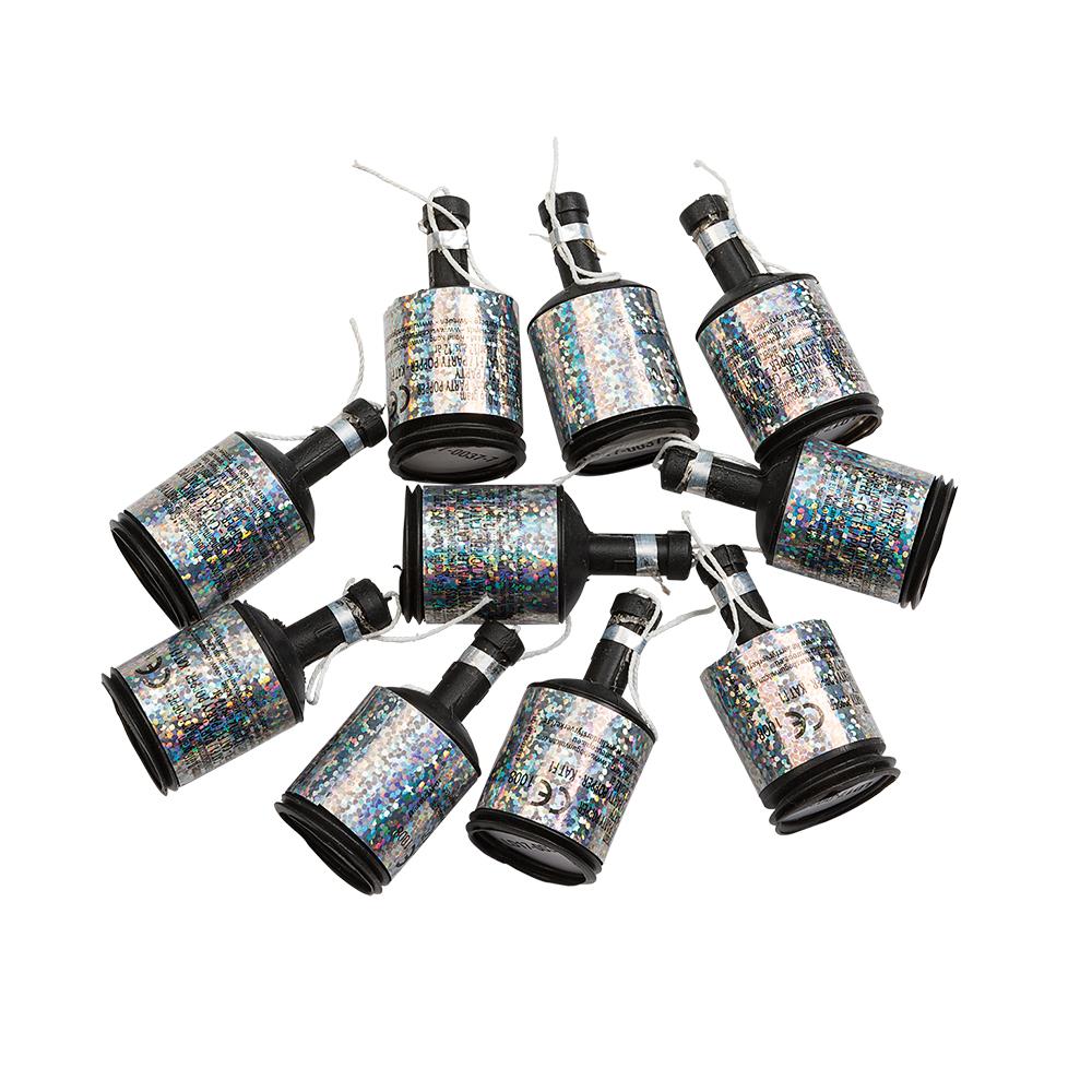 Partypopper metallic sølv – 8 stk