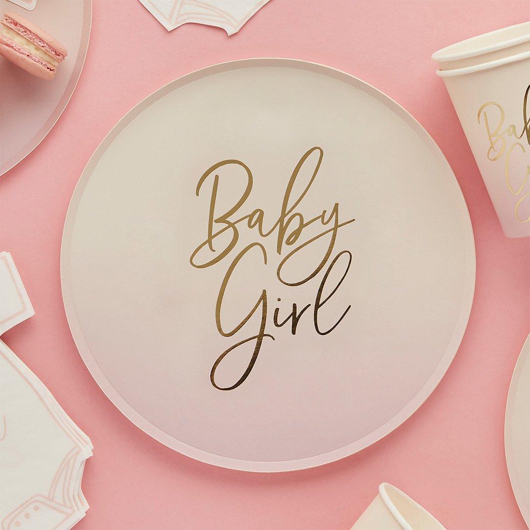 Papptallerkener Baby girl, dus rosa – 8 stk