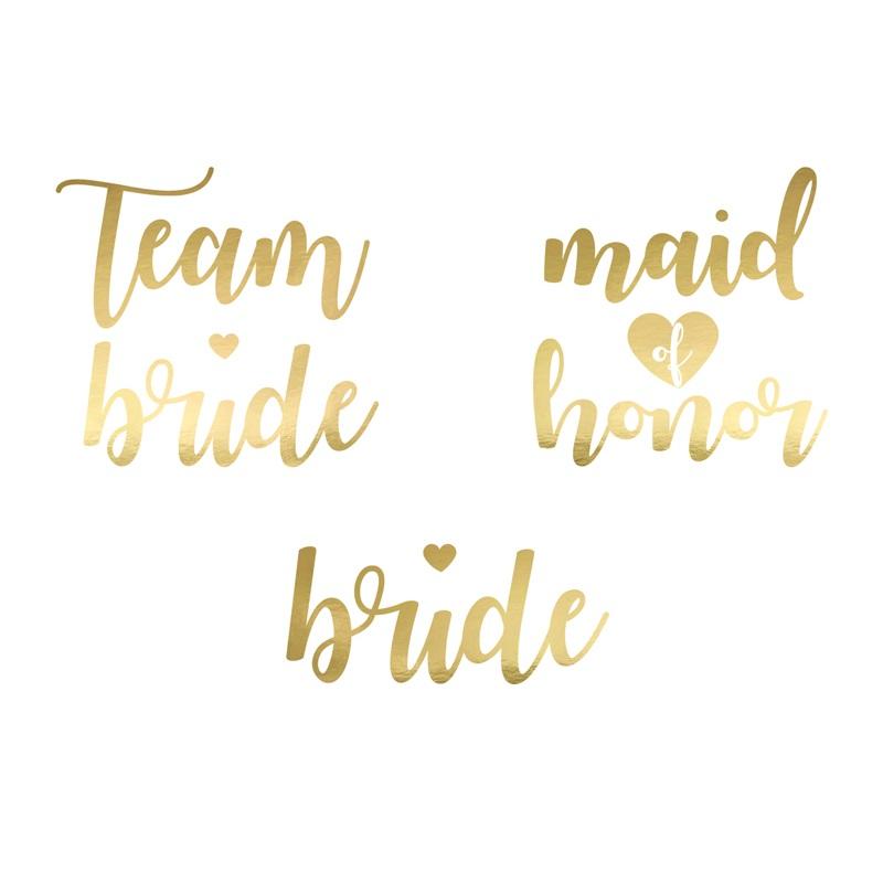 Midlertidige tatoveringer, team bride gull - 13 stk