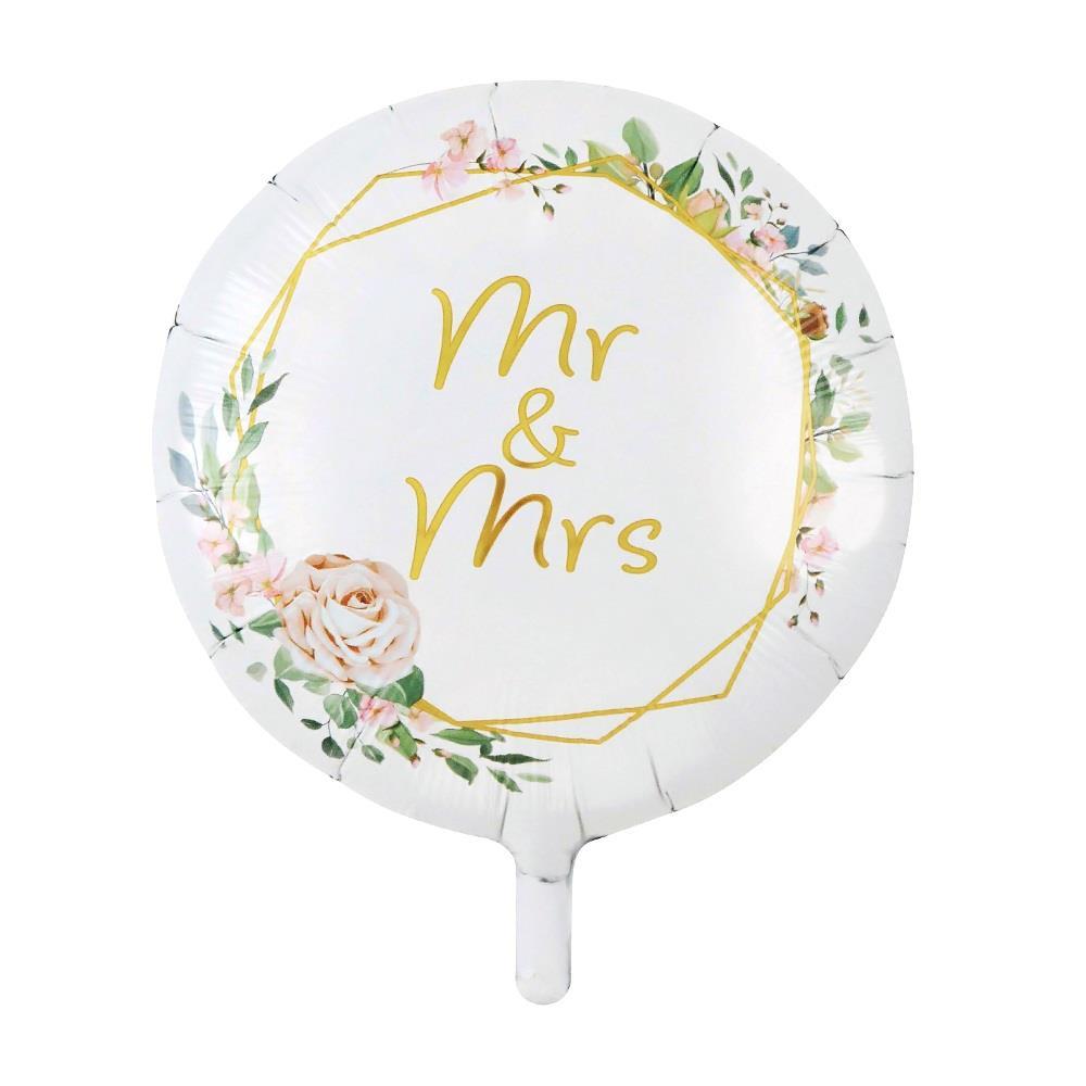 Folieballong rund, botanisk - Mr & Mrs