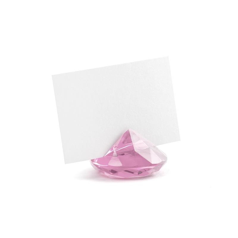 Bordkortholdere diamanter, rosa 40mm - 10 stk