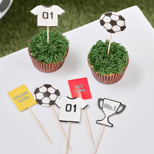Cupcakepynt fotballtema - 12 stk