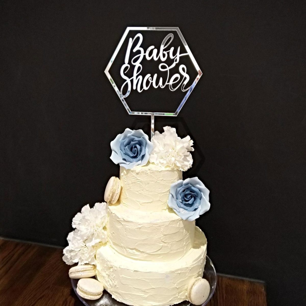 Kakepynt speil, sølv - Baby Shower