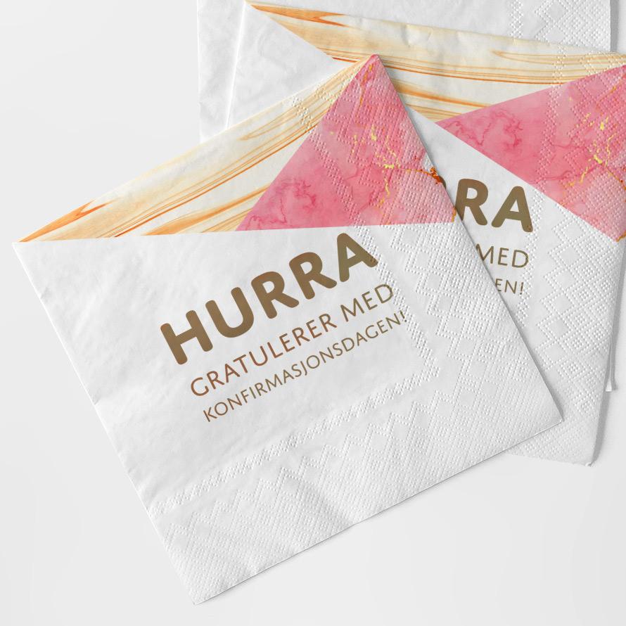 Servietter - Hurra, Gratulerer med konfirmasjonsdagen! Rosa