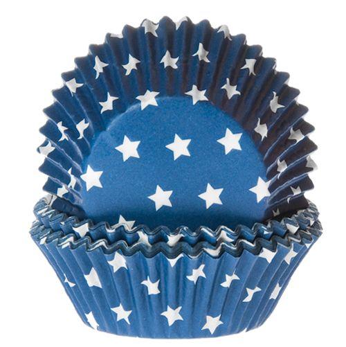 Cupcakeformer, mørk blå med stjerner – 50 stk
