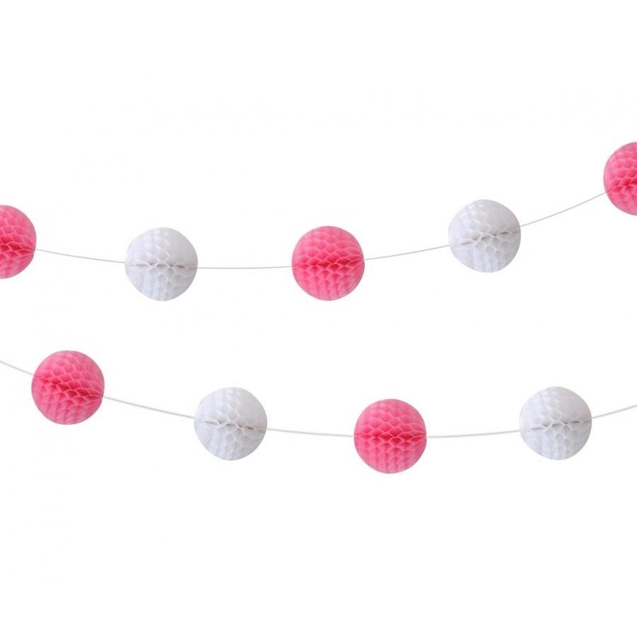 Girlander honeycombs rosa og hvit - 2,5 meter