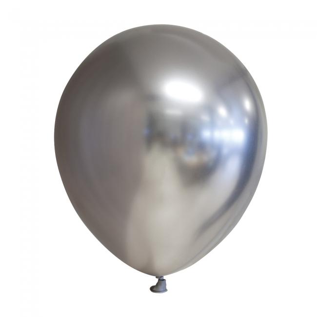 Ballonger chrome sølv, 12 cm - 10 stk