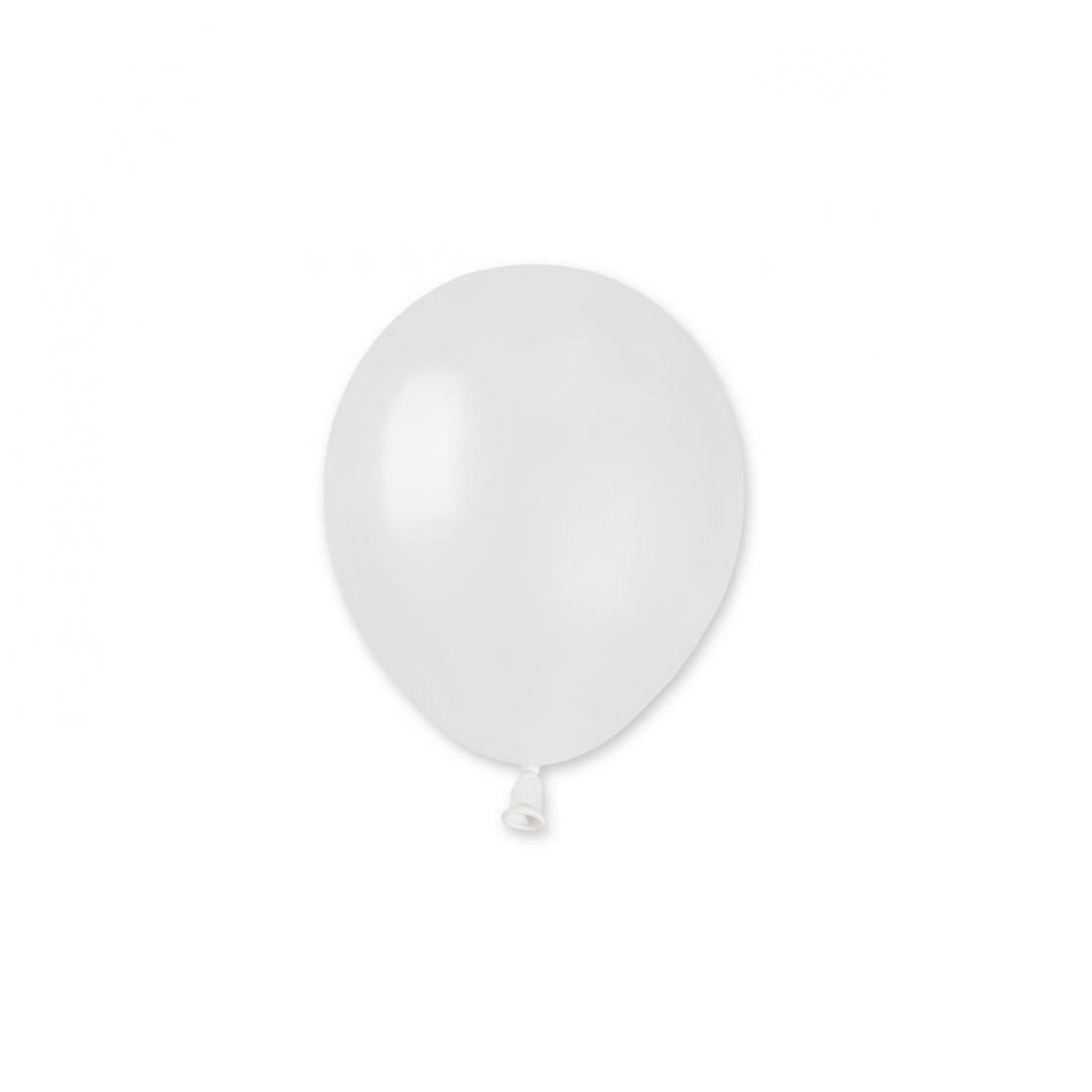 Ballonger 12 cm, metallic hvit - 10 stk