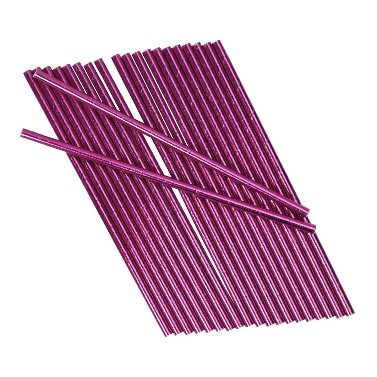 Papirsugerør metallic rosa - 25 stk