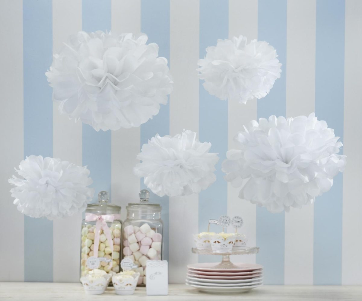 Pompoms kritthvit – 5 stk