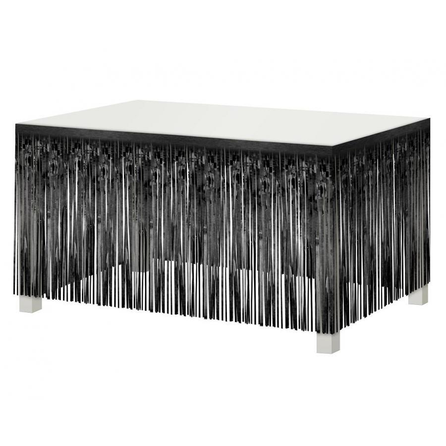 Bordskjørt frynser, svart - 300 cm