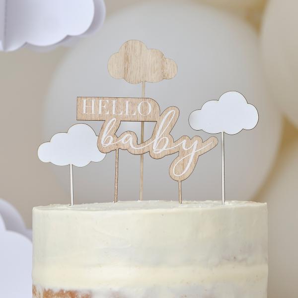 Kakepynt treverk, Hello baby  - 4 deler