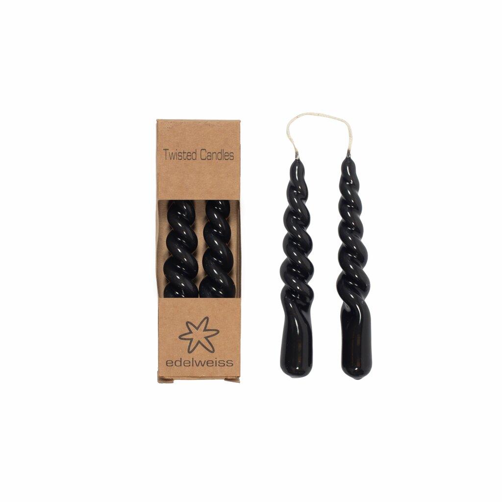 Kronelys med twist, 2 stk liten - Mute svart