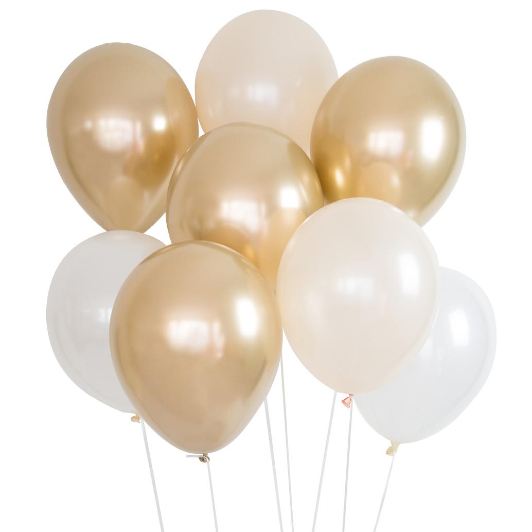 Ballongbukett premium, gjør det selv - Gull og hvit