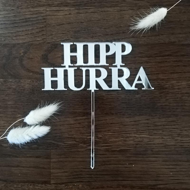 Kakepynt, speil sølv - Hipp hurra