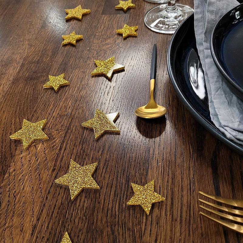 Bordkonfetti stjerner, glitter gull - 20 stk