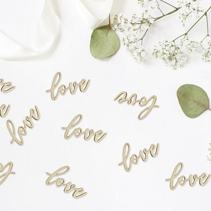 Bordkonfetti treverk, love - 18 stk