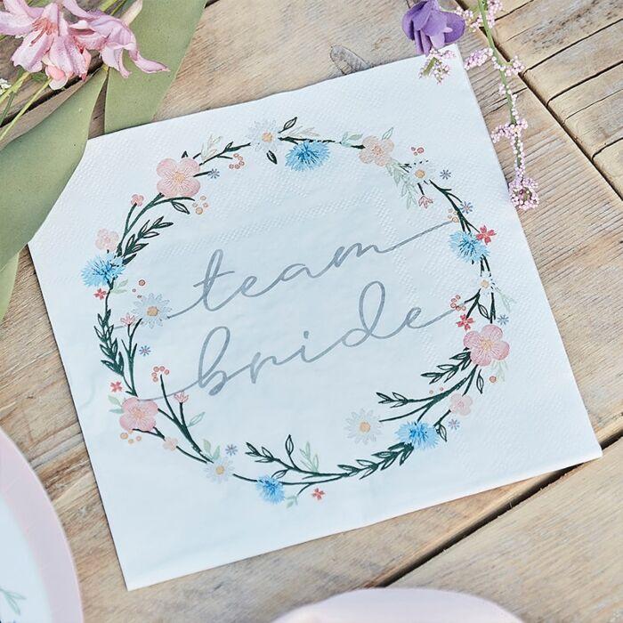 Servietter Team Bride, botanisk boho - 16 stk